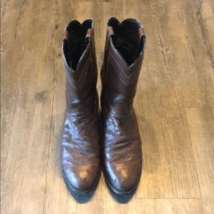 Justin Ostrich Leather Brown Boots